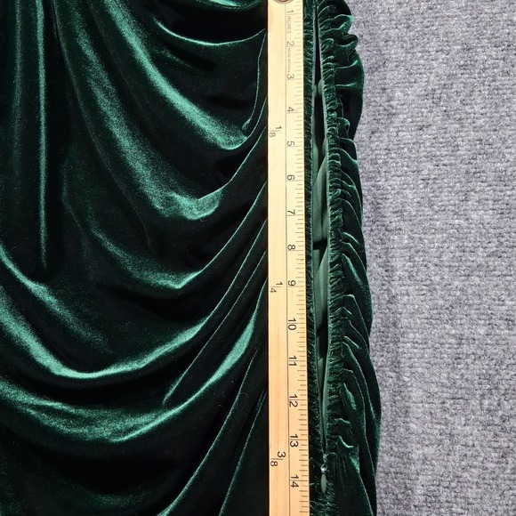 House of Harlow 1960 Green Velvet‎ Ruched One Shoulder Bodycon Dress Large - Picture 7 of 12